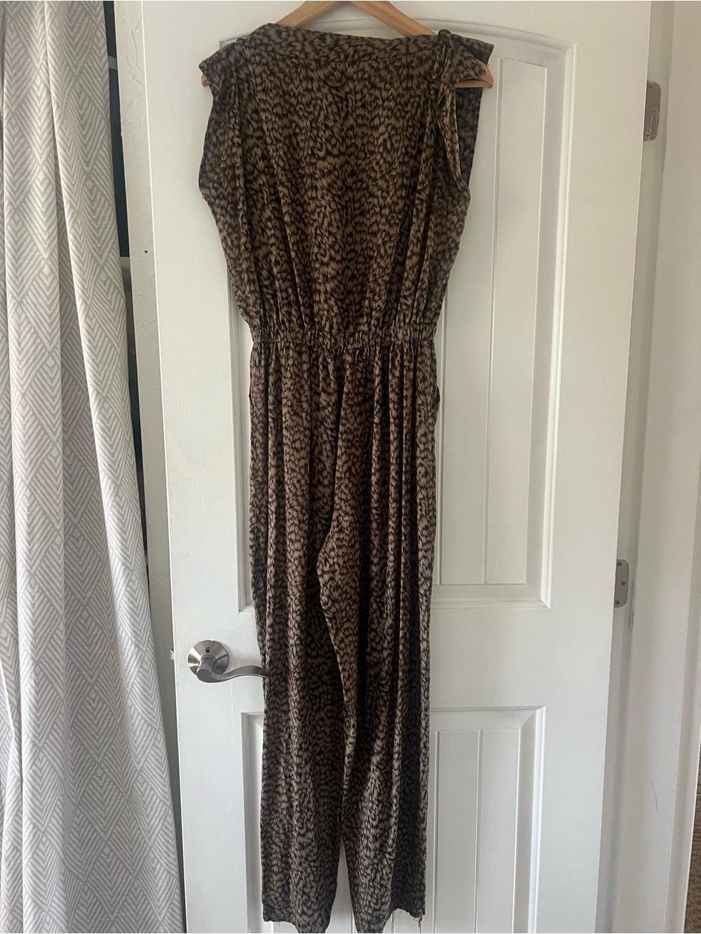 Sleeveless Leopard Brown Patterned Jumpsuit Featival Party Medium